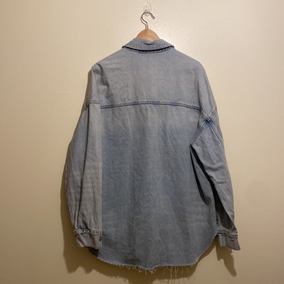 Zara Blue Casual Button Down Shirt Jacket. Size XL. Style 8197/279/406 - Picture 2 of 7